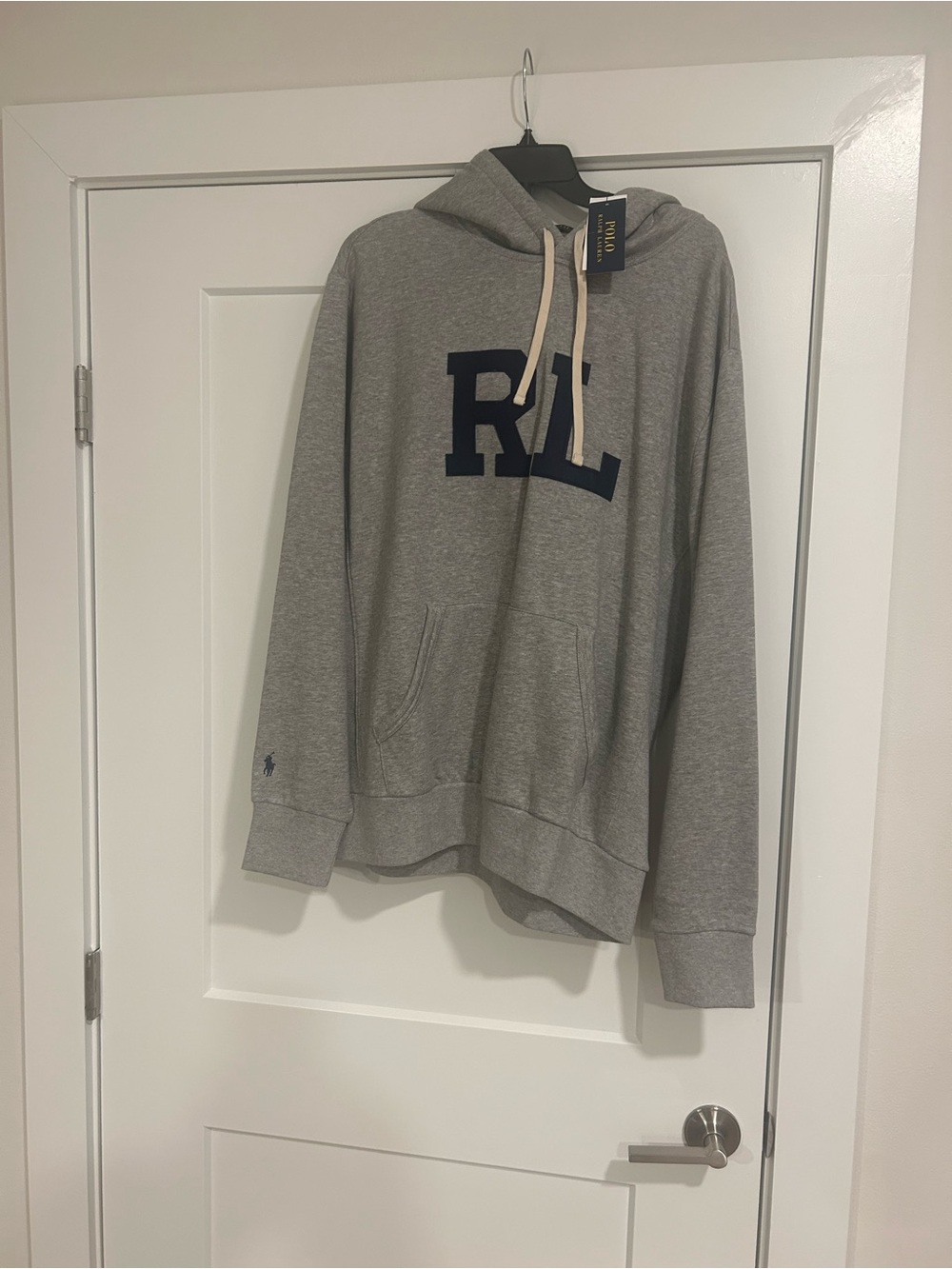 Polo by Ralph Lauren Heather Gray RL Pullover Hoodie with Navy Logo